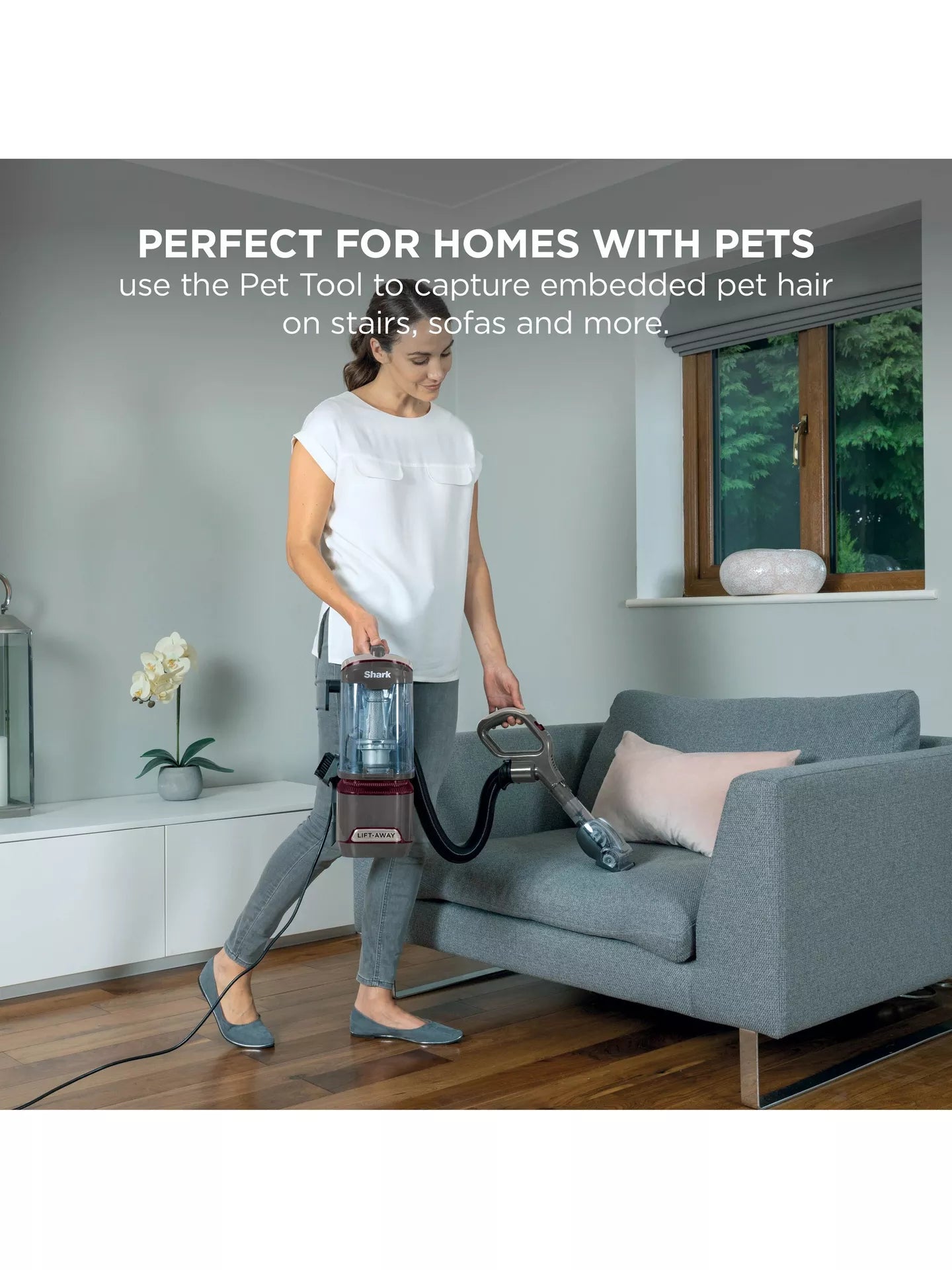 Shark NV603UKT Classic Pet LiftAway Corded Bagless Upright Vacuum Cleaner - Grey & Plum