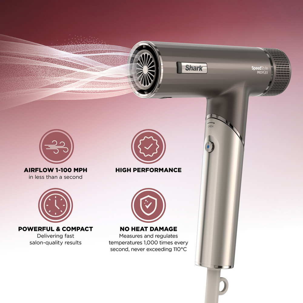 Shark SpeedStyle Pro HD542UK FLEX 4-in-1 High-Velocity Hair Dryer System Mocha Silver