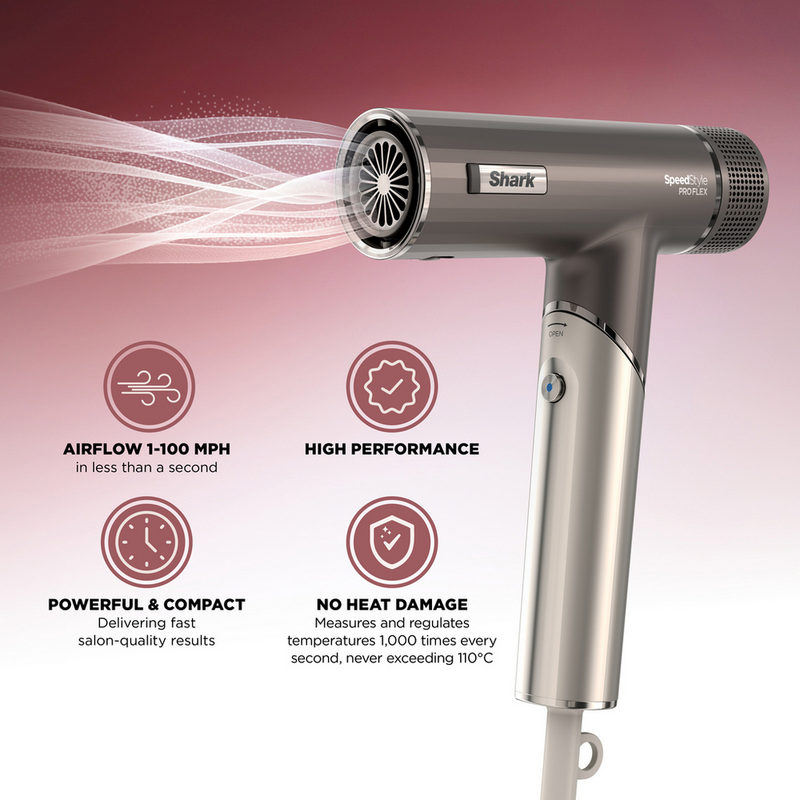 Shark SpeedStyle Pro HD542UK FLEX 4-in-1 High-Velocity Hair Dryer System Mocha Silver