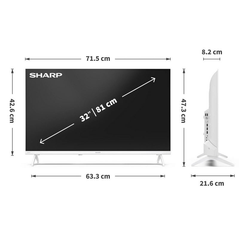 Sharp 1T-C32HE2245KW 32 Inch HD Ready HDR TiVo Smart LED TV Frameless ...