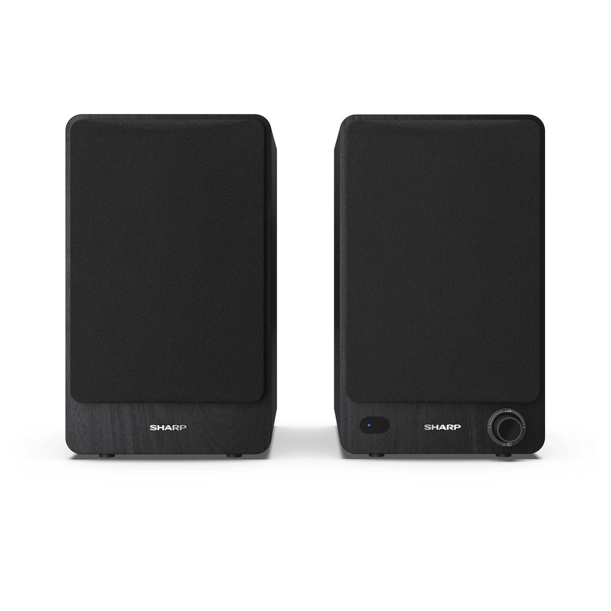 Sharp CP-SS30 BK Bluetooth 2-way Active Bookshelf Speakers Pair - Black
