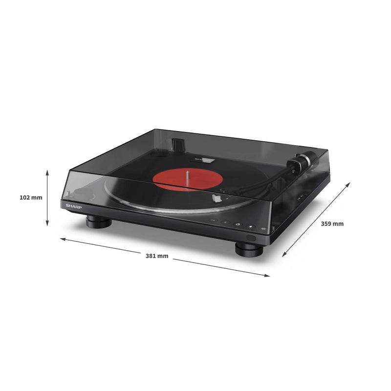 Sharp RP-TT100 Fully Automatic Belt Drive Bluetooth Turntable with Built-in Preamp Black