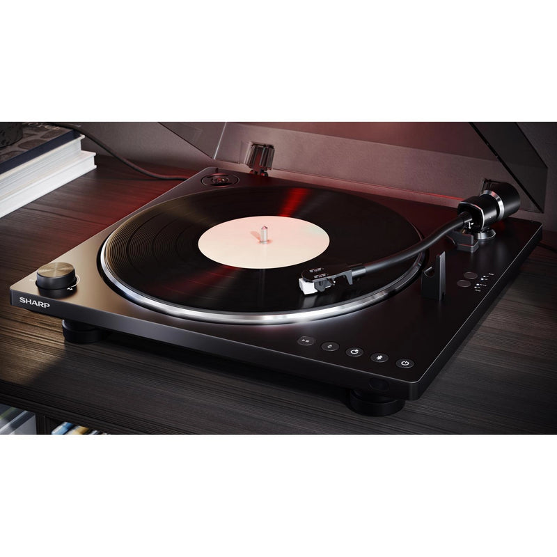 Sharp RP-TT100 Fully Automatic Belt Drive Bluetooth Turntable with Built-in Preamp Black