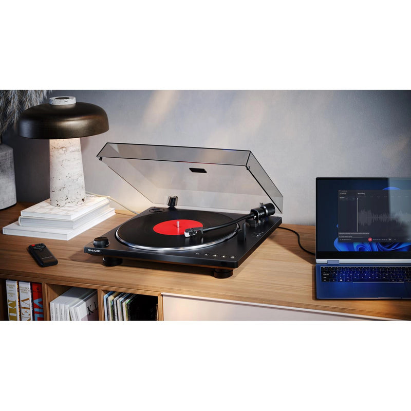 Sharp RP-TT100 Fully Automatic Belt Drive Bluetooth Turntable with Built-in Preamp Black