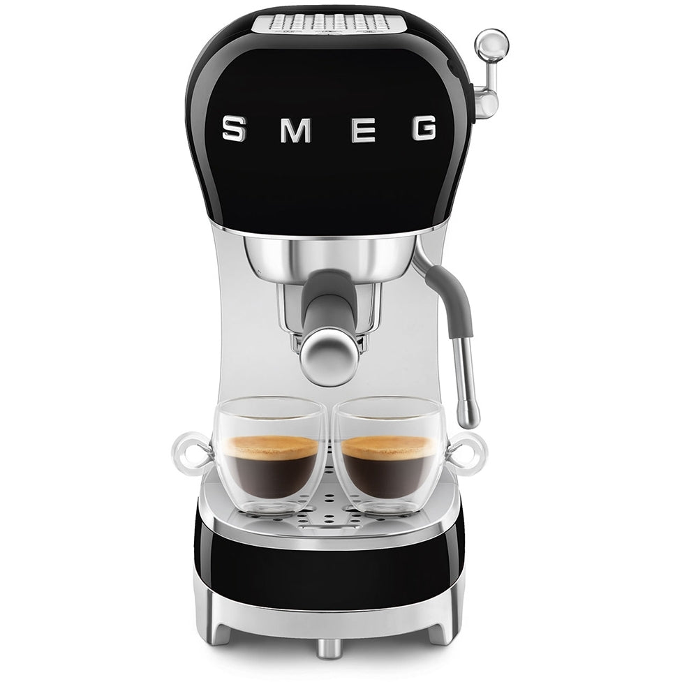 Smeg ECF02BLUK 50s Retro Style Espresso Coffee Machine with Steam Wand Black Black