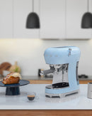Smeg ECF02PBUK 50s Retro Style Espresso Coffee Machine with Steam Wand Pastel Blue Pastel Blue