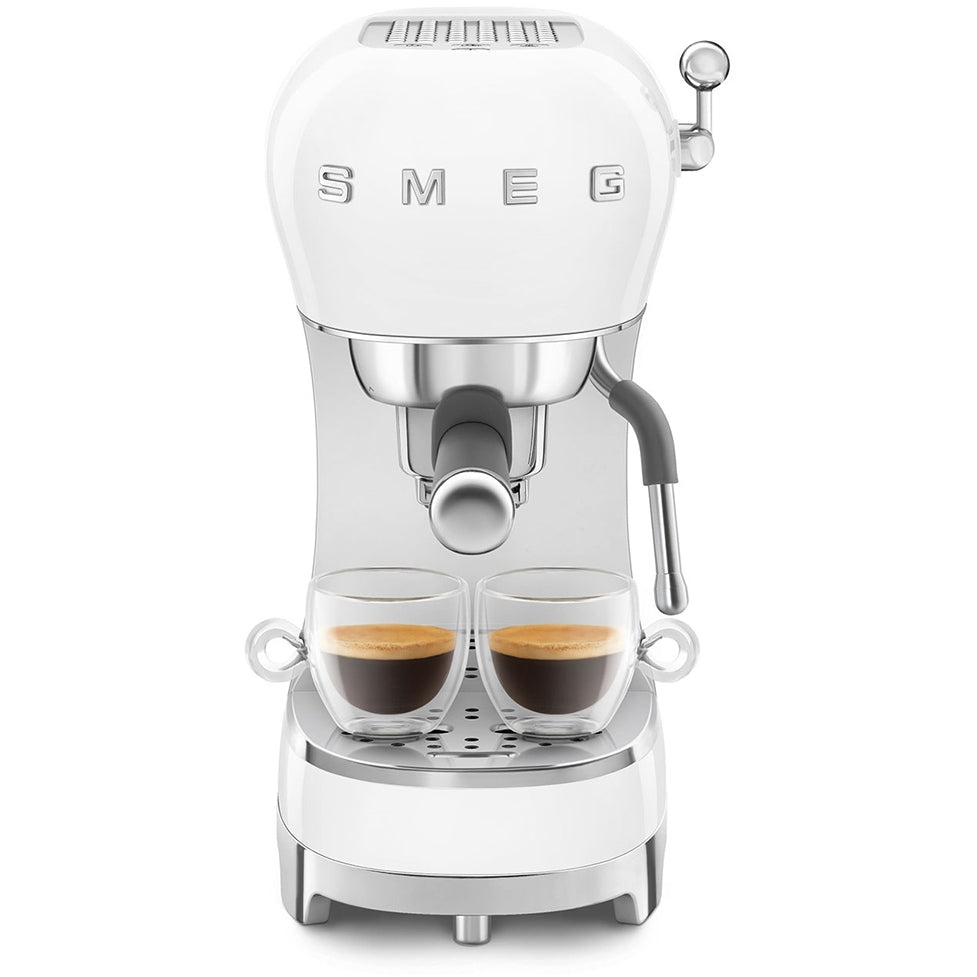 Smeg ECF02WHUK 50s Retro Style Espresso Coffee Machine with Steam Wand White White