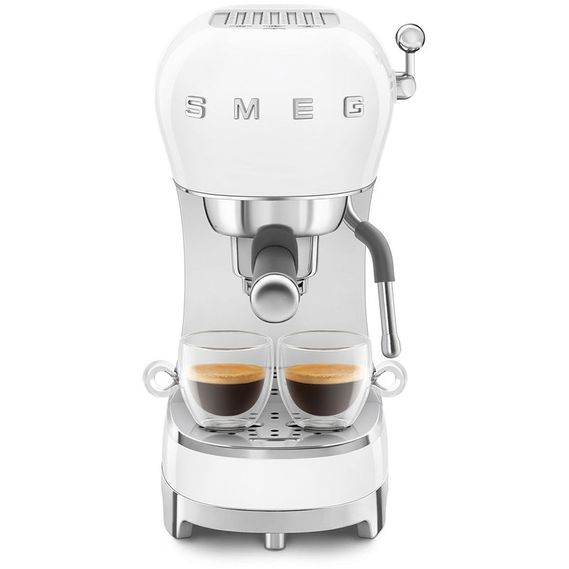 Smeg ECF02WHUK 50s Retro Style Espresso Coffee Machine with Steam Wand White White