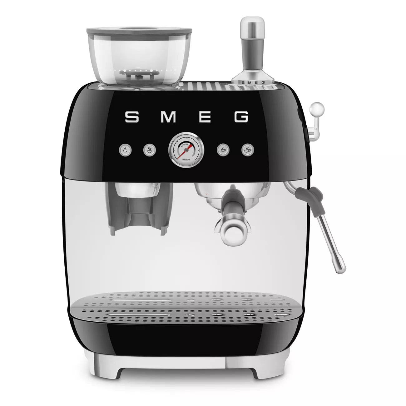Smeg EGF03BLUK Retro Espresso Coffee Machine with Grinder in Black Black