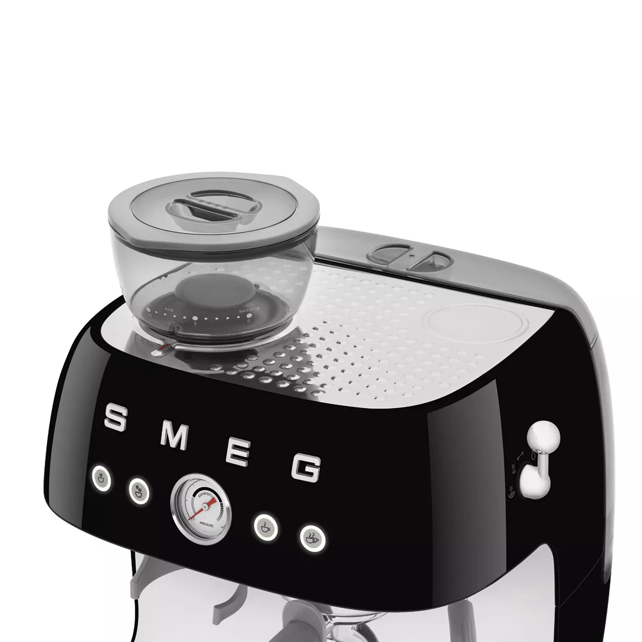 Smeg EGF03BLUK Retro Espresso Coffee Machine with Grinder in Black Black