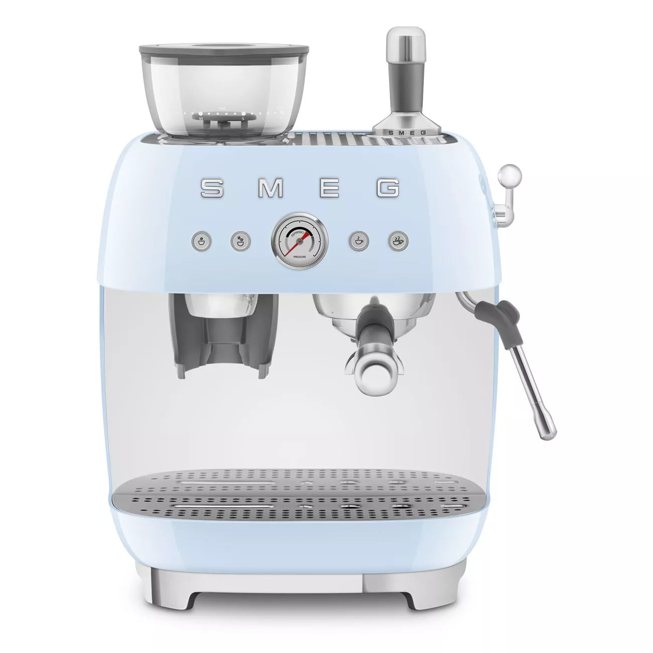 Smeg EGF03PBUK Retro Espresso Coffee Machine with Grinder in Pastel Blue Pastel Blue