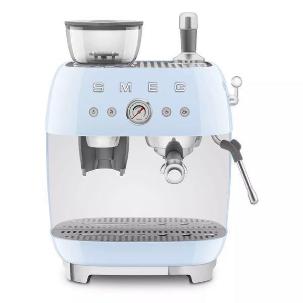 Smeg EGF03PBUK Retro Espresso Coffee Machine with Grinder in Pastel Blue Pastel Blue