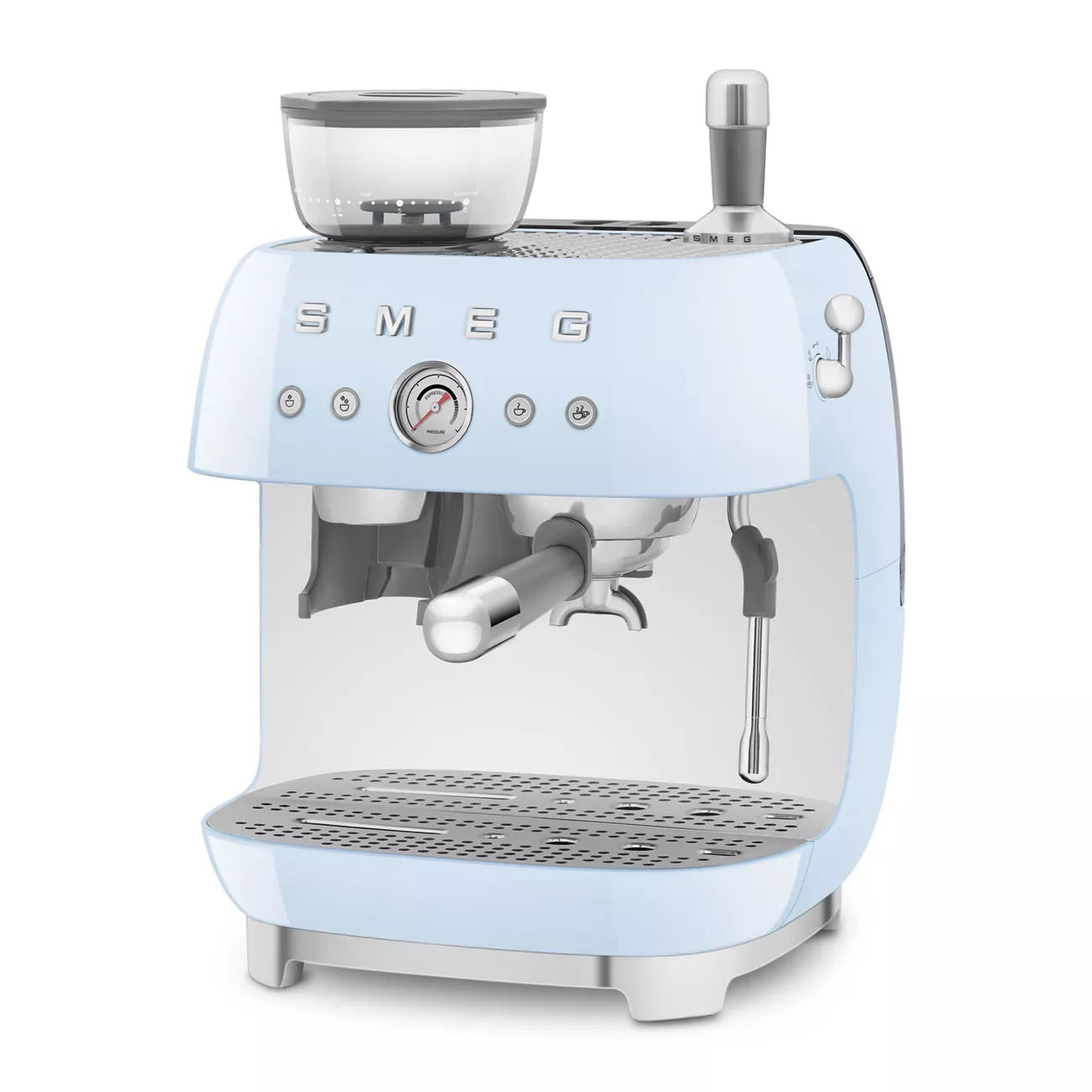 Smeg EGF03PBUK Retro Espresso Coffee Machine with Grinder in Pastel Blue Pastel Blue