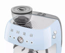 Smeg EGF03PBUK Retro Espresso Coffee Machine with Grinder in Pastel Blue Pastel Blue