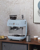 Smeg EGF03PBUK Retro Espresso Coffee Machine with Grinder in Pastel Blue Pastel Blue