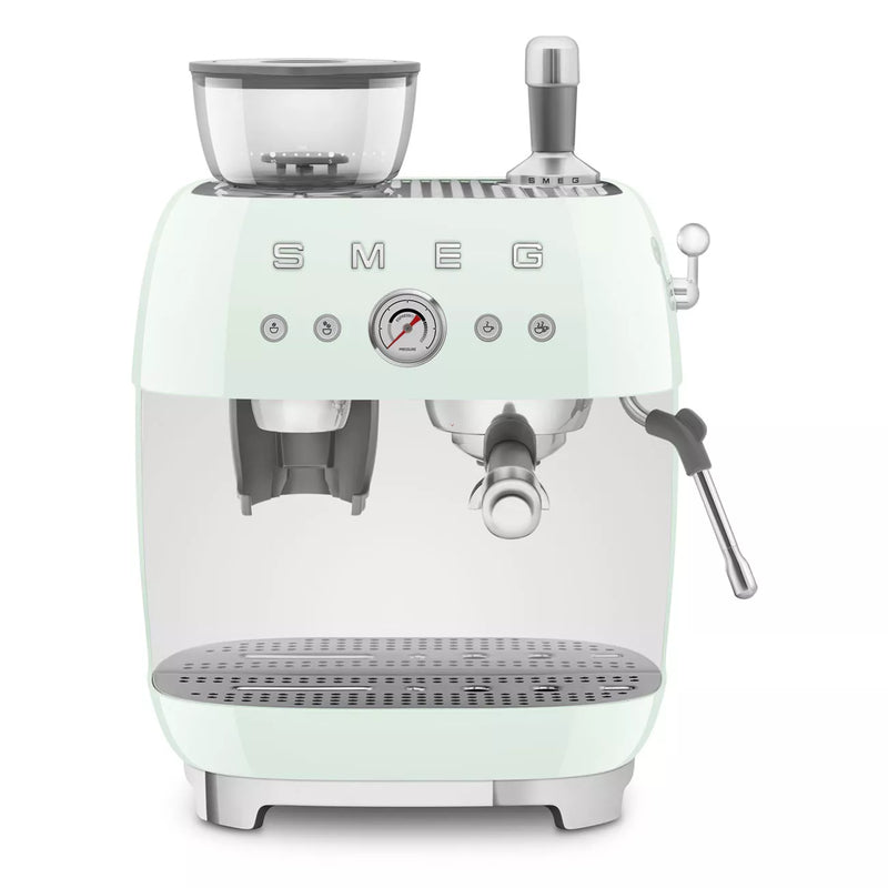 Smeg EGF03PGUK Retro Espresso Coffee Machine with Grinder in Pastel Green Pastel Green