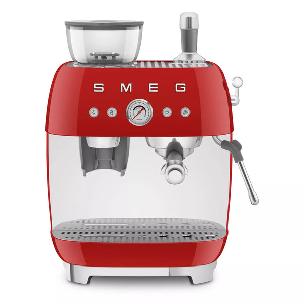 Smeg EGF03RDUK Retro Espresso Coffee Machine with Grinder in Red Red
