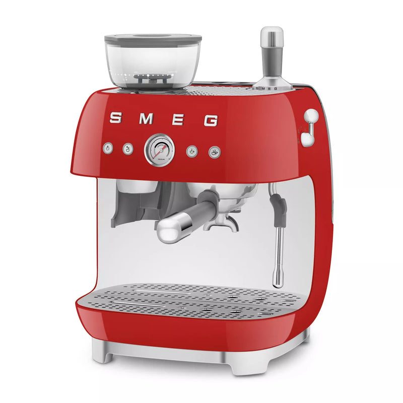 Smeg EGF03RDUK Retro Espresso Coffee Machine with Grinder in Red Red