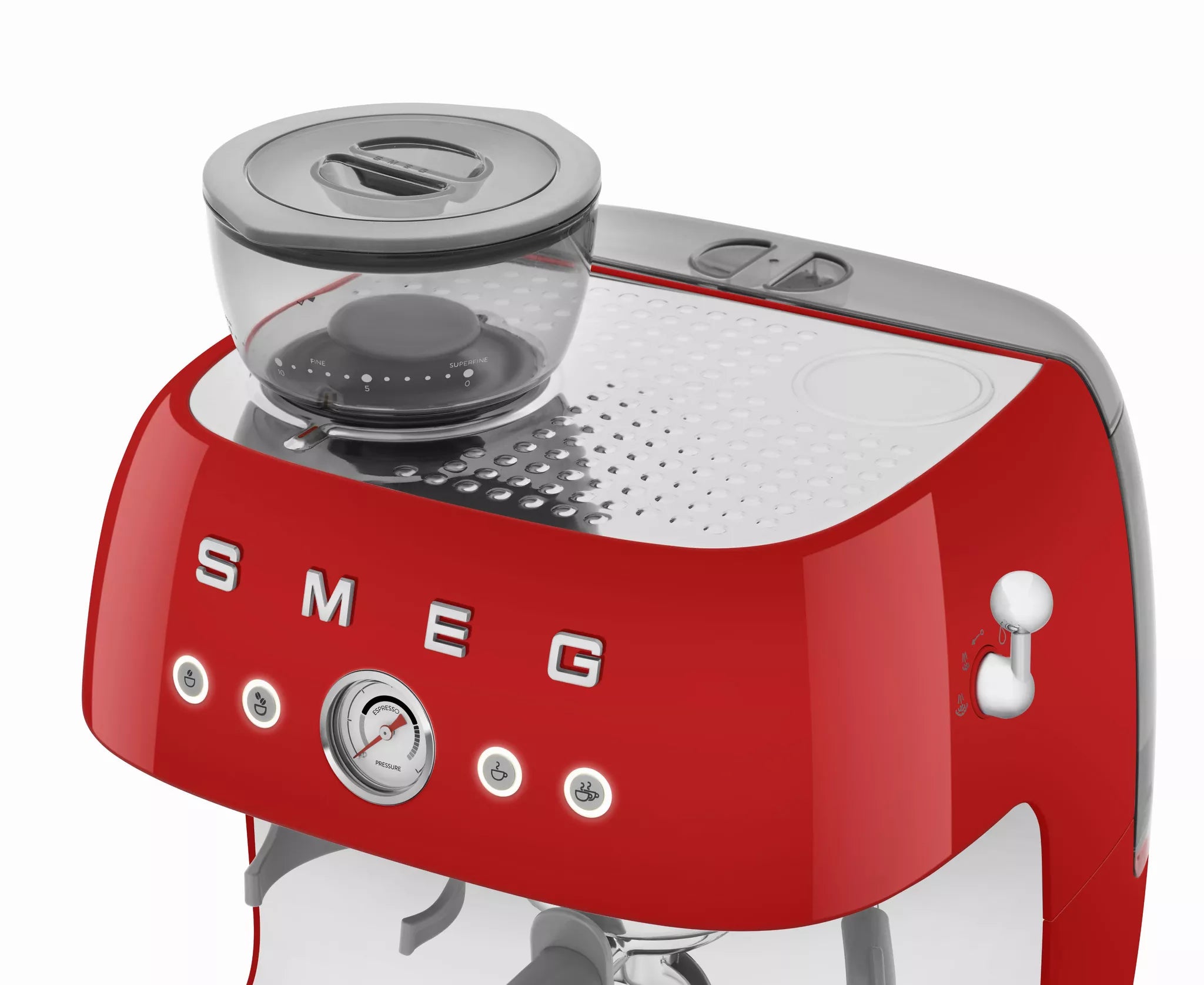 Smeg EGF03RDUK Retro Espresso Coffee Machine with Grinder in Red Red