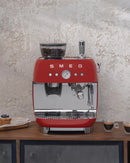 Smeg EGF03RDUK Retro Espresso Coffee Machine with Grinder in Red Red