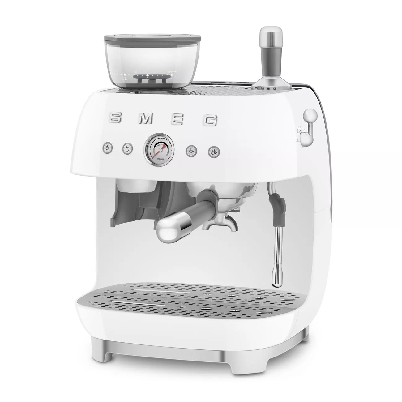 Smeg EGF03WHUK Retro Espresso Coffee Machine with Grinder in White White