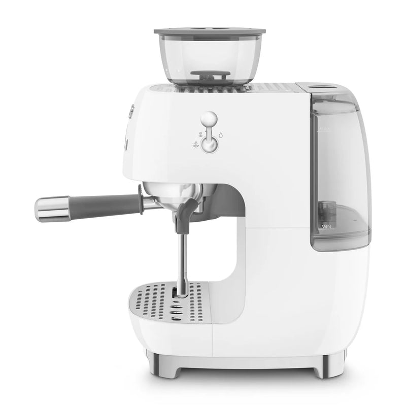 Smeg EGF03WHUK Retro Espresso Coffee Machine with Grinder in White White