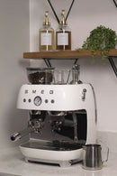 Smeg EGF03WHUK Retro Espresso Coffee Machine with Grinder in White White