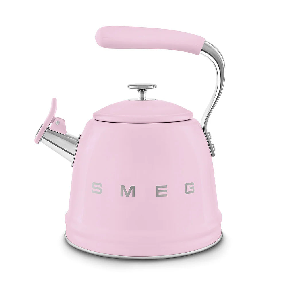 Smeg WKF01PK Retro 50s Style Whistling Hob Kettle Pink Pink