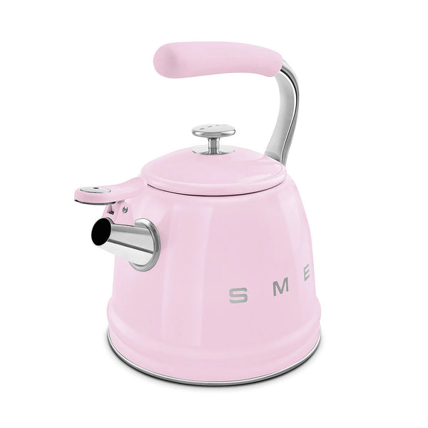 Smeg WKF01PK Retro 50s Style Whistling Hob Kettle Pink Pink