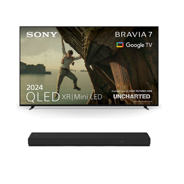 Sony K75XR70PU 75 Inch BRAVIA 7 4K QLED Mini LED Google TV and Sony HT-A3000 3.1ch Dolby Atmos Soundbar Bundle