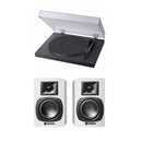 Sony PS-LX310BT Bluetooth Turntable with Audio Technica AT-SP3X White Powered Bookshelf Speakers HiFi Package