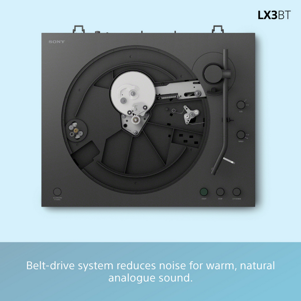Sony PSLX3BT.CEK Belt Drive Wireless Bluetooth Turntable with Auto Playback Dark Grey