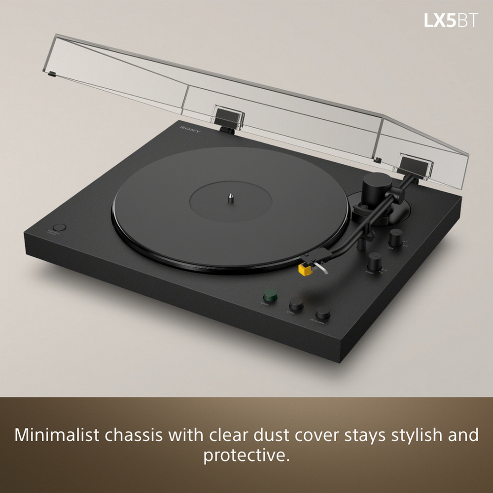 Sony PSLX5BT.CEK Fully Automatic Belt Drive Wireless Bluetooth Turntable with Auto Playback Pure Black