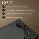 Sony PSLX5BT.CEK Fully Automatic Belt Drive Wireless Bluetooth Turntable with Auto Playback Pure Black