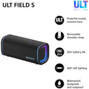 Sony SRSULT50B ULT FIELD 5 Wireless Bluetooth Portable Speaker Black Black