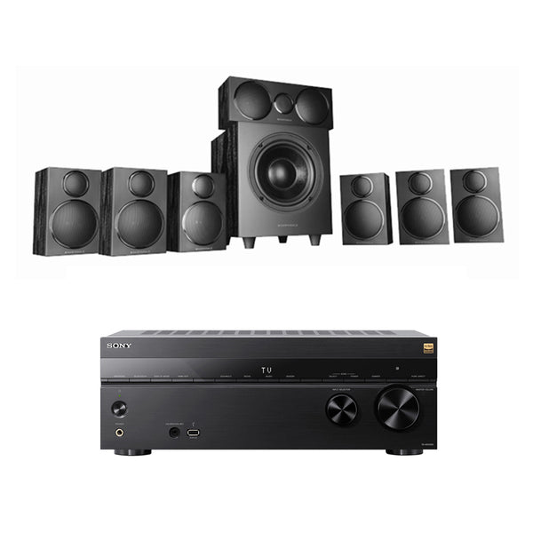 Sony TA-AN1000 7.2 Ch 8K Dolby Atmos AV Amplifier with Wharfedale DX3 HCP 7.1 Black Speaker Package Black
