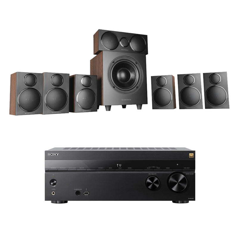 Sony TA-AN1000 7.2 Ch 8K Dolby Atmos AV Amplifier with Wharfedale DX3 HCP 7.1 Walnut Speaker Package Walnut