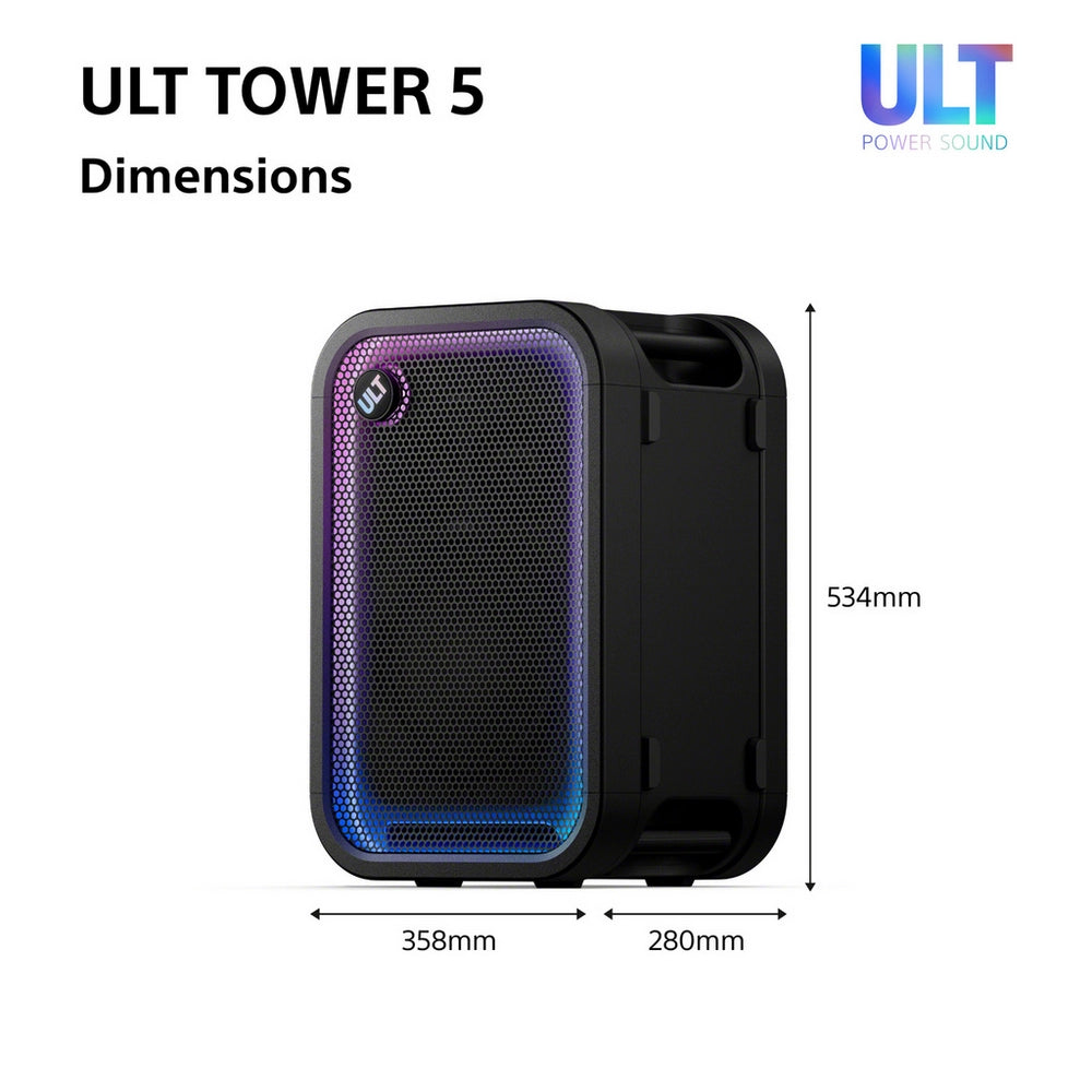 Sony ULT Tower 5 Wireless Bluetooth Multi-room Megasound Portable Party Speaker - Black SRSULT500.CEL