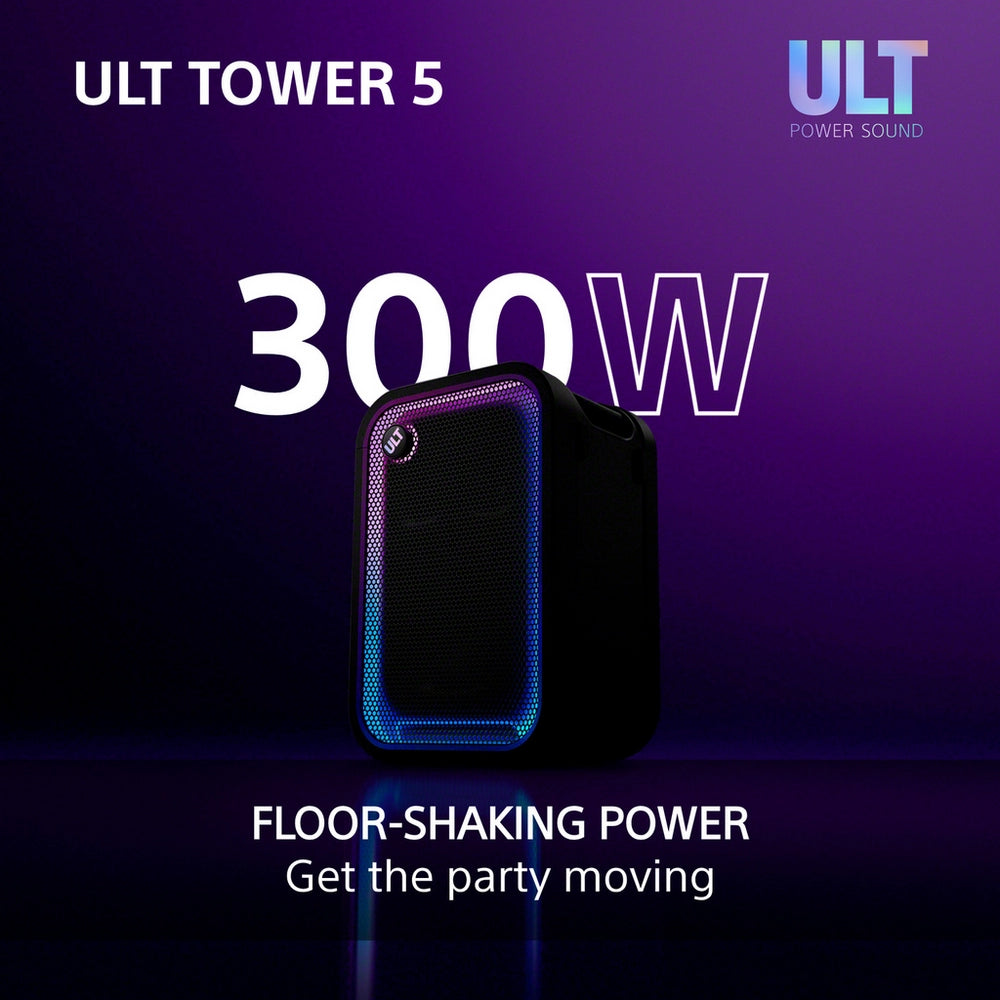 Sony ULT Tower 5 Wireless Bluetooth Multi-room Megasound Portable Party Speaker - Black SRSULT500.CEL