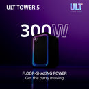 Sony ULT Tower 5 Wireless Bluetooth Multi-room Megasound Portable Party Speaker - Black SRSULT500.CEL