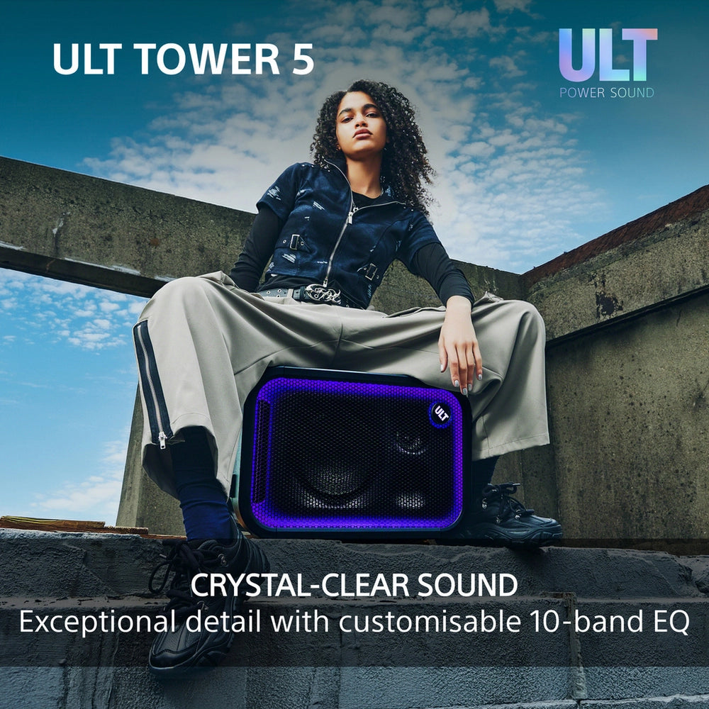Sony ULT Tower 5 Wireless Bluetooth Multi-room Megasound Portable Party Speaker - Black SRSULT500.CEL