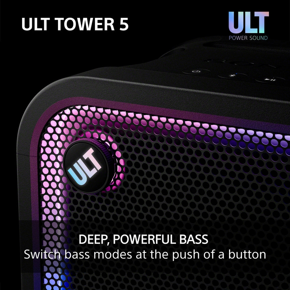 Sony ULT Tower 5 Wireless Bluetooth Multi-room Megasound Portable Party Speaker - Black SRSULT500.CEL