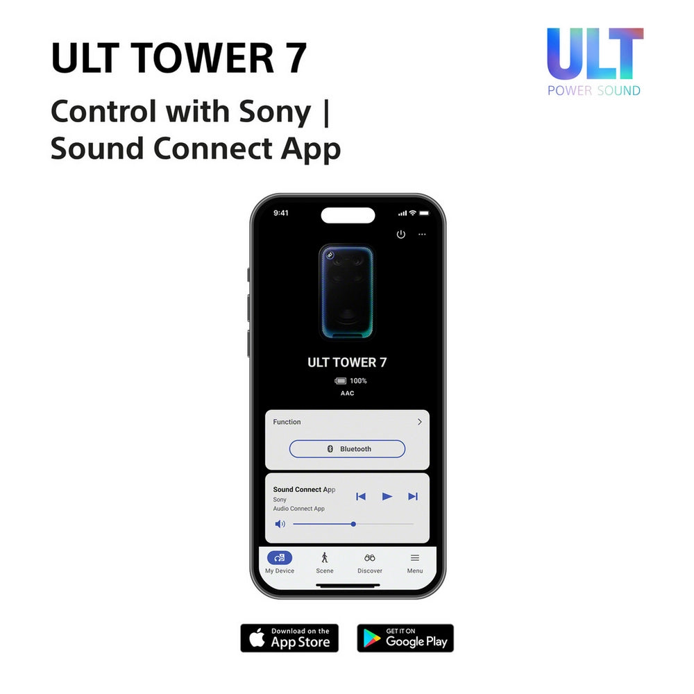 Sony ULT Tower 7 Wireless Bluetooth Multi-room Megasound Portable Party Speaker - Black SRSULT700.CEL