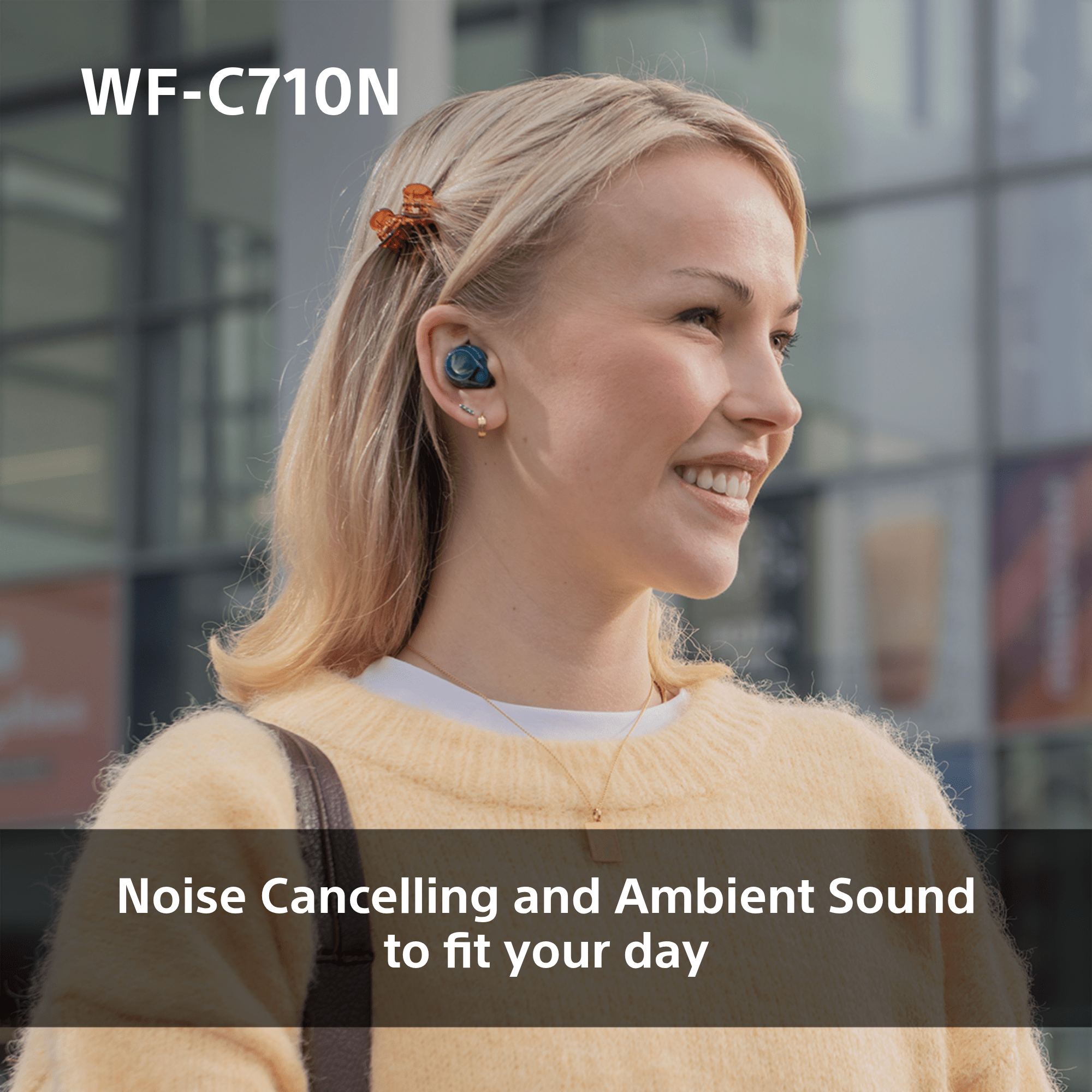 Sony WFC-710N Wireless Noise Cancelling Bluetooth Earbuds Glass Blue Blue