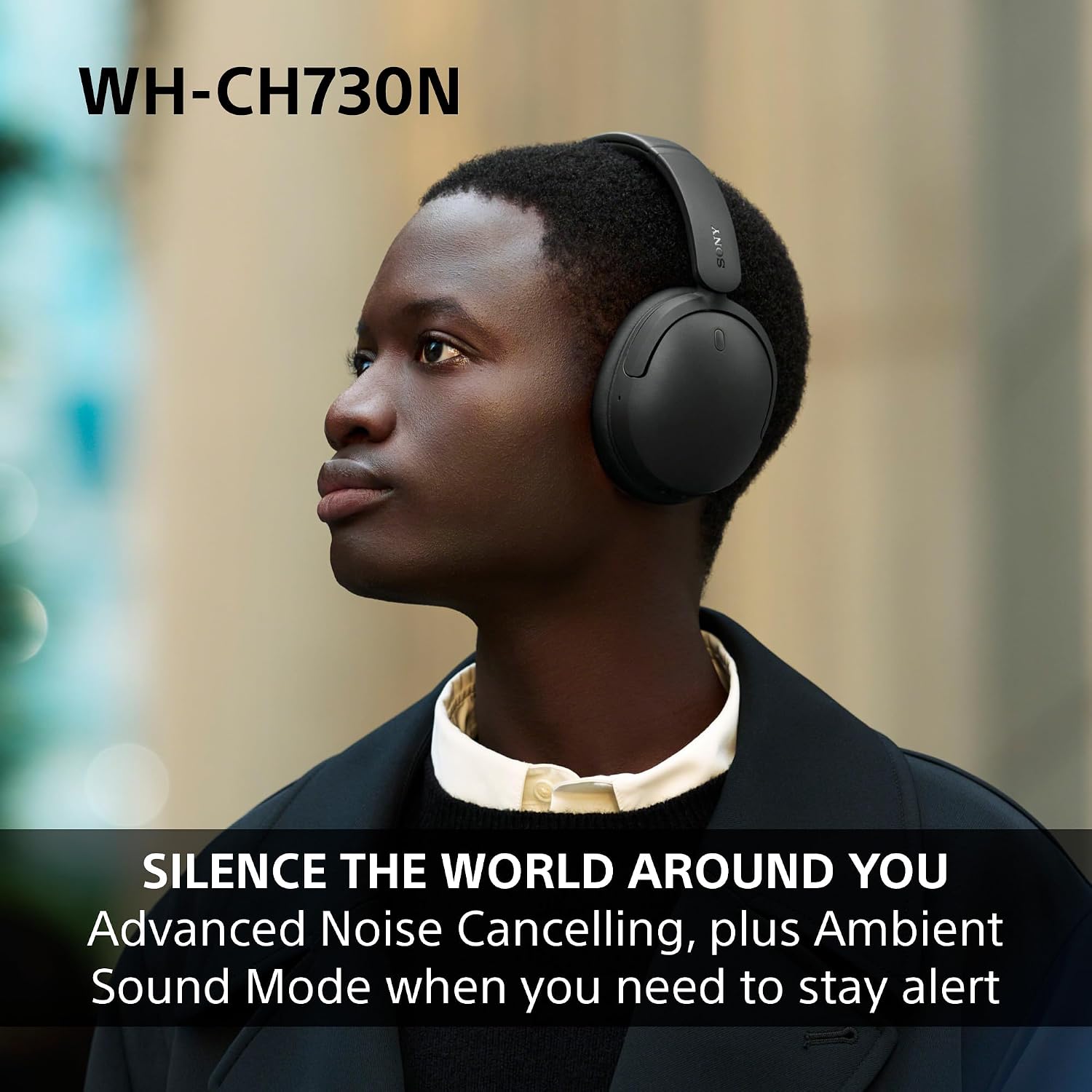 Sony WH-CH730NB Wireless Bluetooth Noise Cancelling Over Ear Headphones - Black