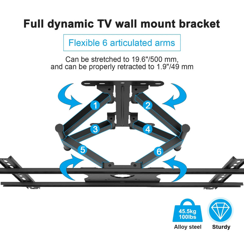 Sylvox S100MCMA0 Outdoor TV Full Motion Wall Mount for 32 to 75 Inch TVs