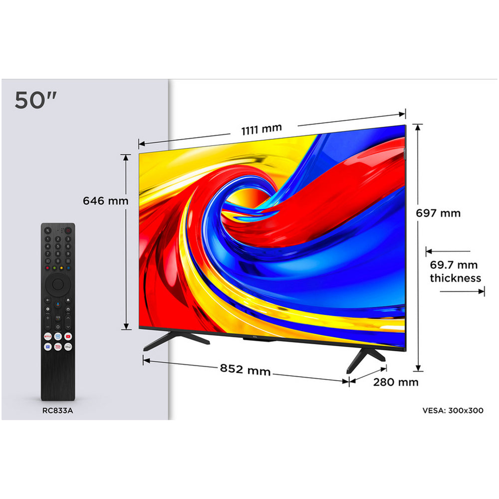 TCL 50P7L-UK 50 Inch P7L 4K Ultra HD HDR QLED Direct LED Smart Google TV 2026 50 Inch