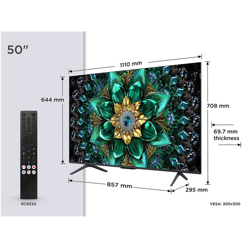 TCL 50Q6C-UK 50 Inch Q6C 4K Ultra HD HDR QD-Mini LED Smart Google TV 2025 50 Inch