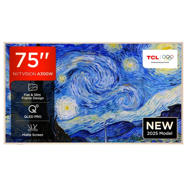 TCL 75A300W-UK 75 Inch NXTVISION A300W 4K Ultra HD QLED PRO HDR Google Frame TV 2025 75 Inch