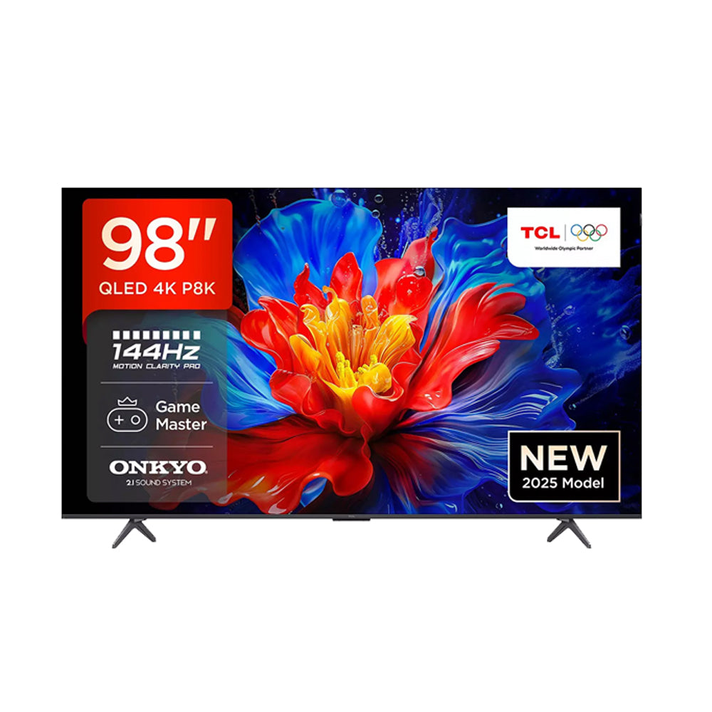 TCL 98P8K-UK 98 Inch P8K 4K Ultra HD HDR QLED Smart Google TV with 144Hz Motion Clarity Pro and Onkyo 2.1 sound 2025 98 Inch
